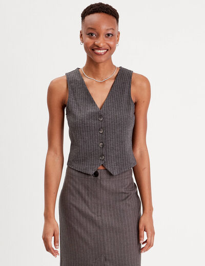 Veston sans manches gris femme