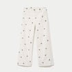 Pantalon bootcut taille haute velours blanc femme