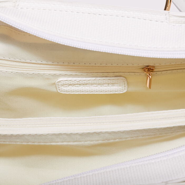 Sac rectangulaire avec anses ecru femme