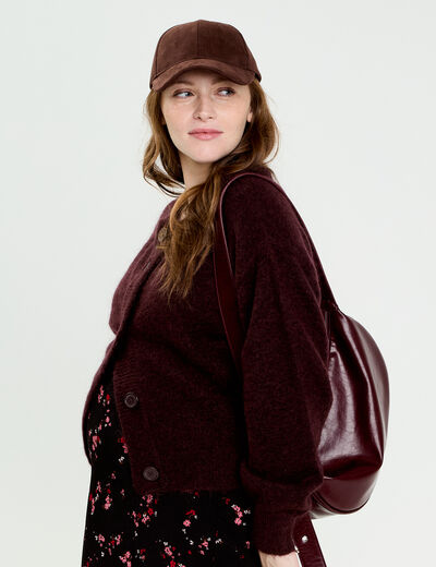 Gilet boutonn&eacute; rouge fonc&eacute; femme