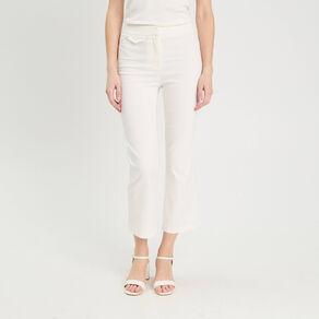 Pantalon large fluide ecru femme