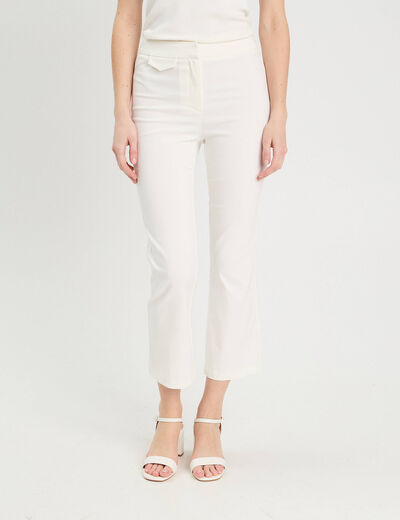 Pantalon large fluide ecru femme