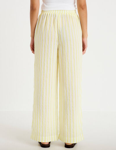 Pantalon large fluide taille standard jaune femme