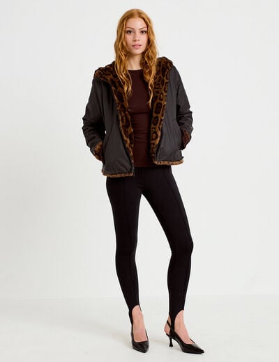 Parka r&eacute;versible &agrave; capuche noir femme