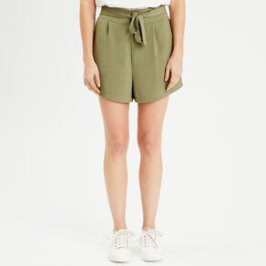 short droit taille haute vert kaki femme Short droit taille haute vert kaki femme