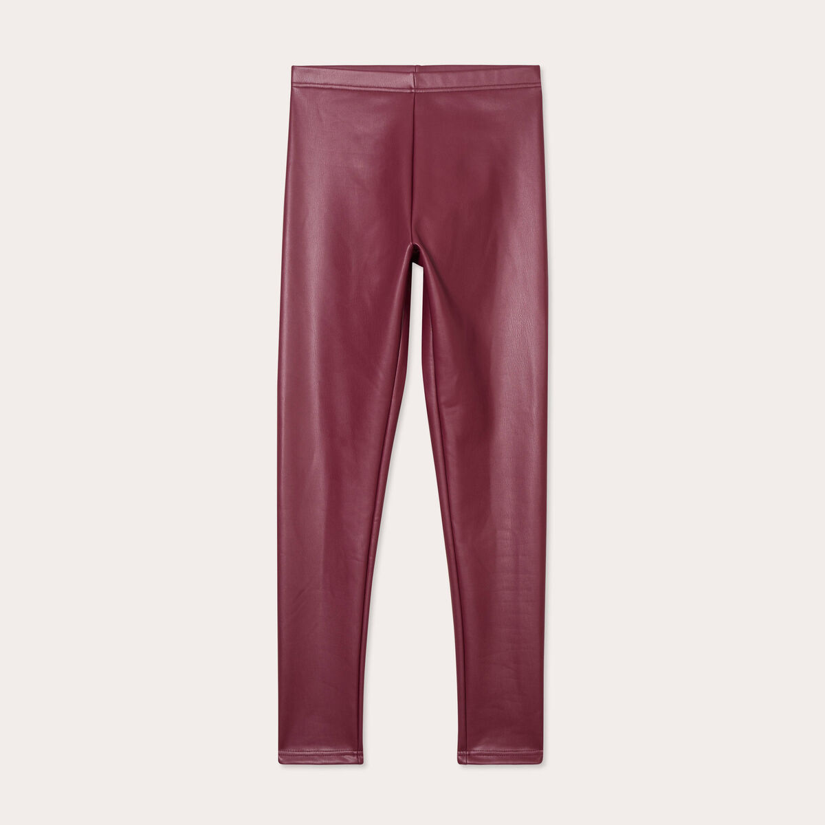 Legging simili cuir marron femme