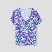 Blouse manches courtes imprimé violet femme