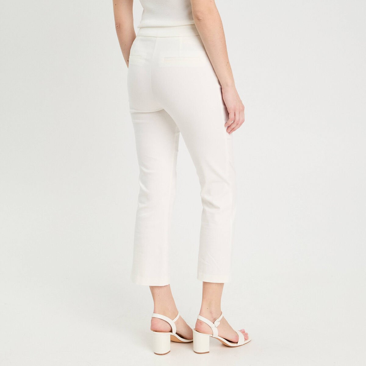 Pantalon large fluide ecru femme