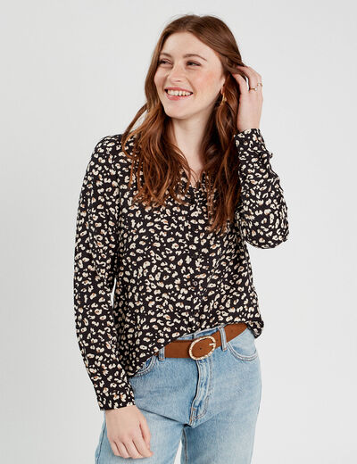 Chemise manches longues noir femme