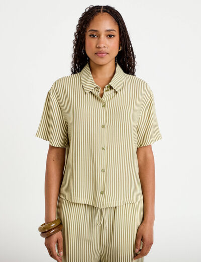 Chemise manches courtes jaune femme