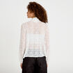 Blouse droite col montant dentelle ecru femme
