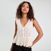 Blouse sans manches dentelle ecru femme