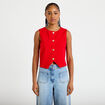 Gilet cintr&eacute; sans manches col v rouge femme