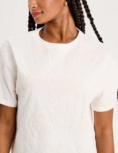T-shirt manches courtes ecru femme