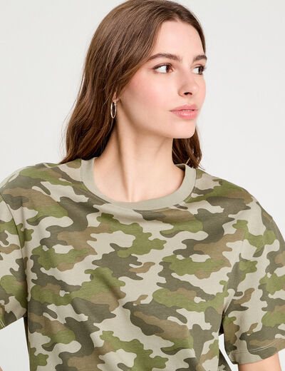 T-shirt manches courtes vert kaki femme