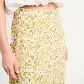 Jupe midi droite boutonnée blanc femme