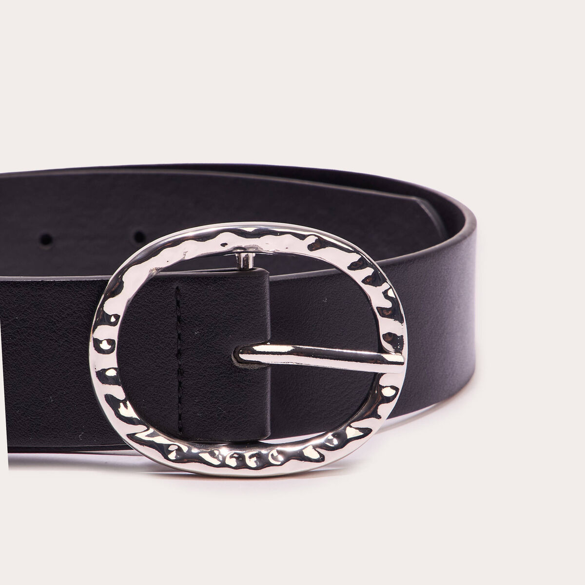 Ceinture boucle martelée noir femme