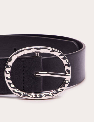 Ceinture boucle martelée noir femme
