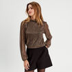 Blouse col montant vert kaki femme