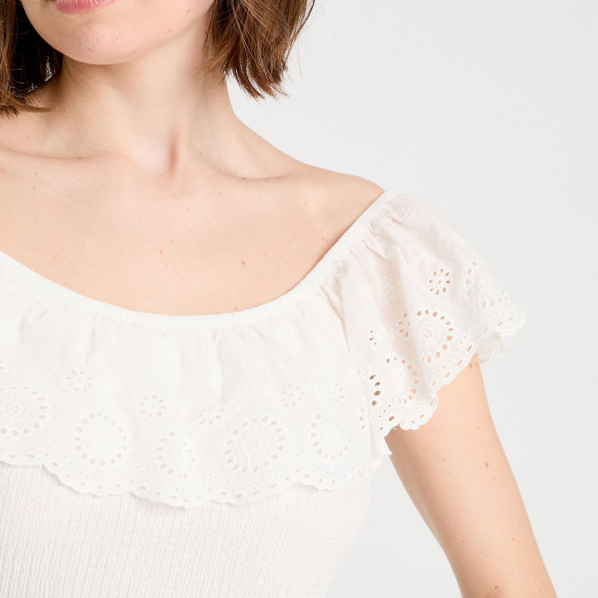 Top sans manches ecru femme