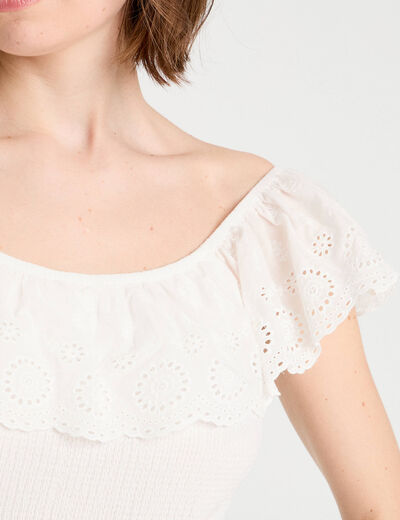 Top sans manches ecru femme