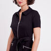 Robe droite zippée ceinturée noir femme