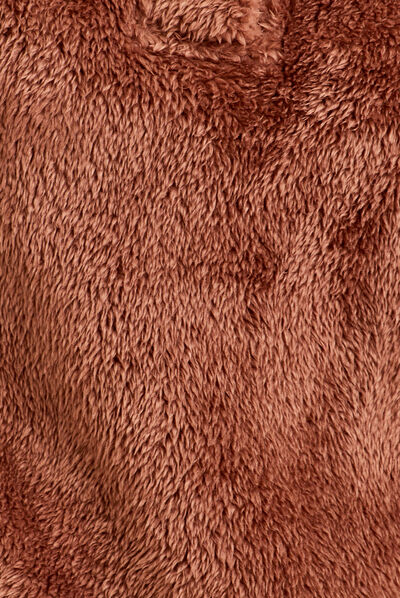 Sweat fausse fourrure boutonné marron femme