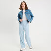 Pantalon large pinces bleu clair femme