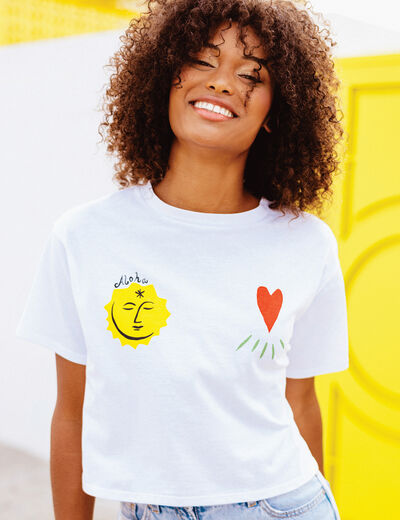 T-shirt cropped blanc femme