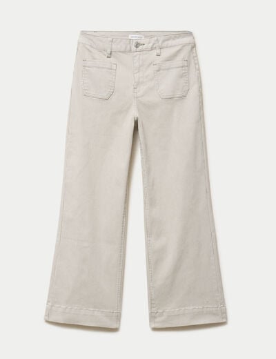 Jean flare cropped taille haute vert kaki femme