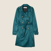 Trench long cintré suédine bleu canard femme