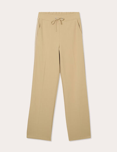 Pantalon large élastiqué beige femme