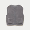 Gilet sans manches bouclette gris femme