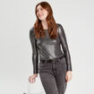 T-shirt métallisé gris argent femme