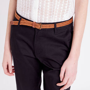 Pantalon chino 7/8ème noir femme