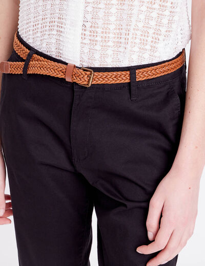 Pantalon chino 7/8ème noir femme