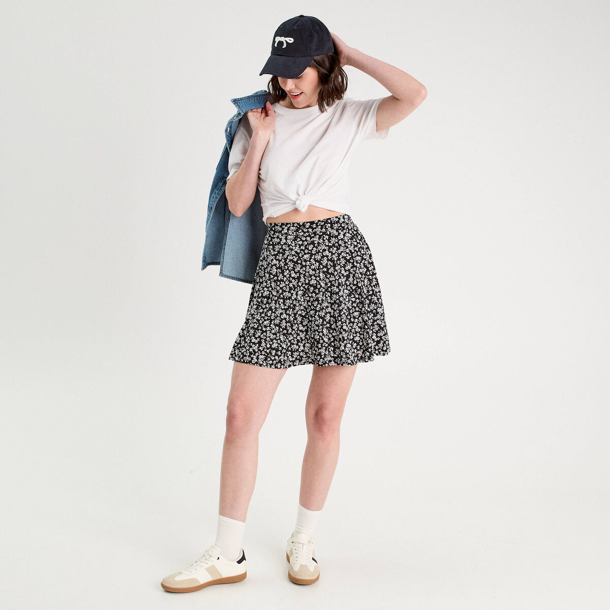 Jupe-short patineuse noir femme