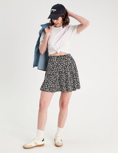 Jupe-short patineuse noir femme