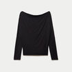 T-shirt col bateau manches longues noir femme