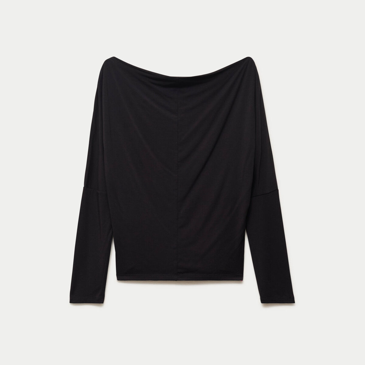 T-shirt col bateau manches longues noir femme