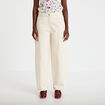 Pantalon barrel broderie taille basse ecru femme