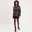 Doudoune ceinturée simili cuir noir femme