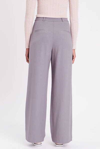 Pantalon city droit pinces gris foncé femme