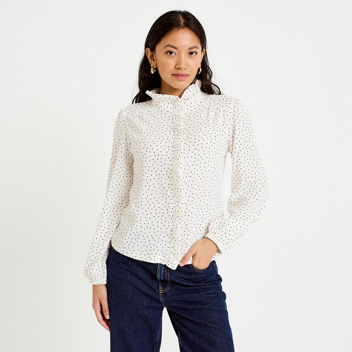 Blouse manches longues blanc femme
