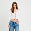 Gilet avec broderie blanc femme