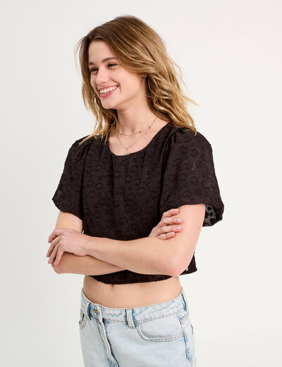 Blouse manches courtes noir femme