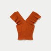 Blouse cintr&eacute;e cropped sans manches orange fonc&eacute; femme