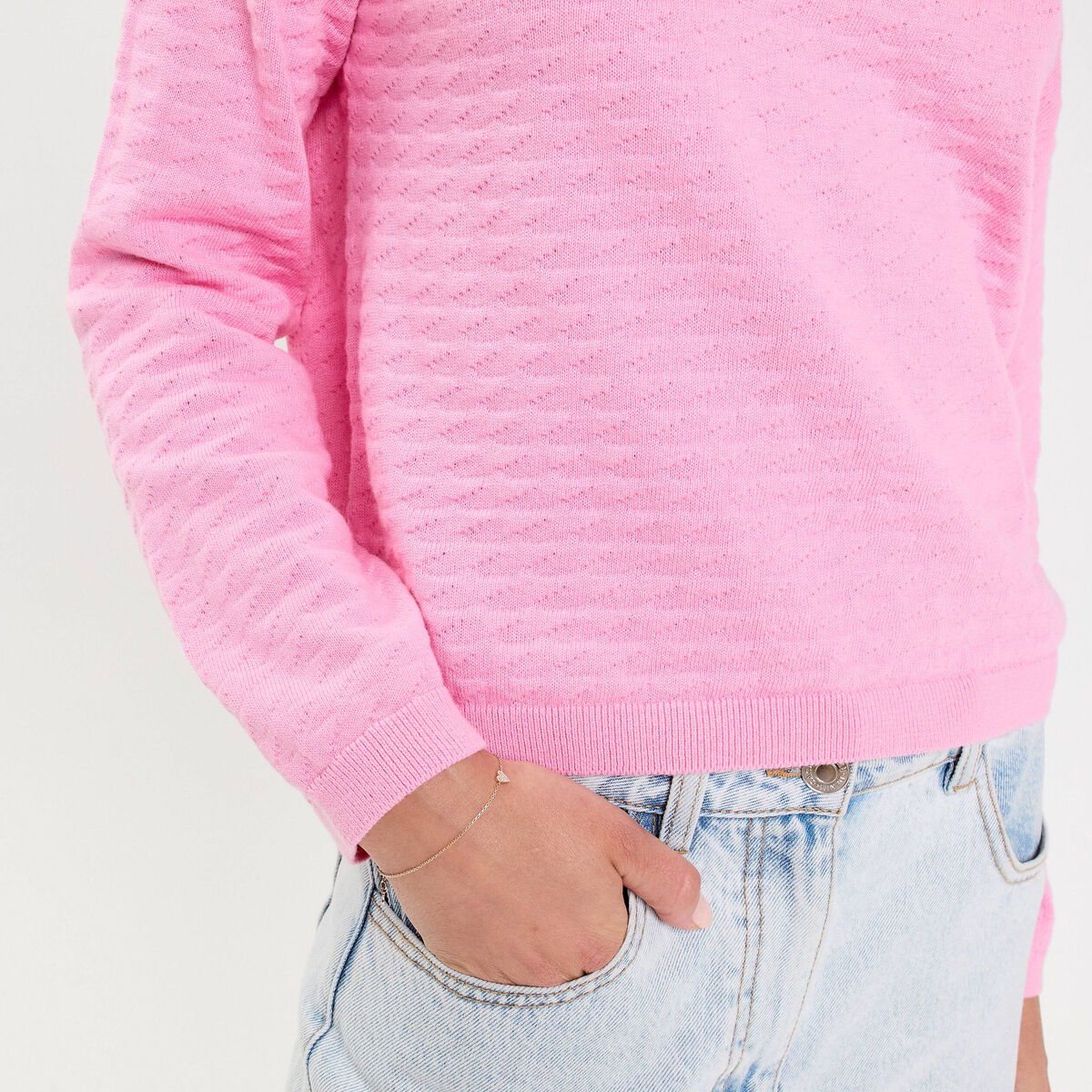 Pull col bateau rose femme