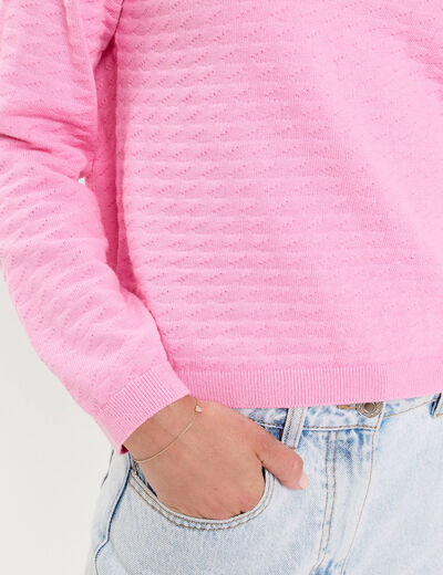 Pull col bateau rose femme