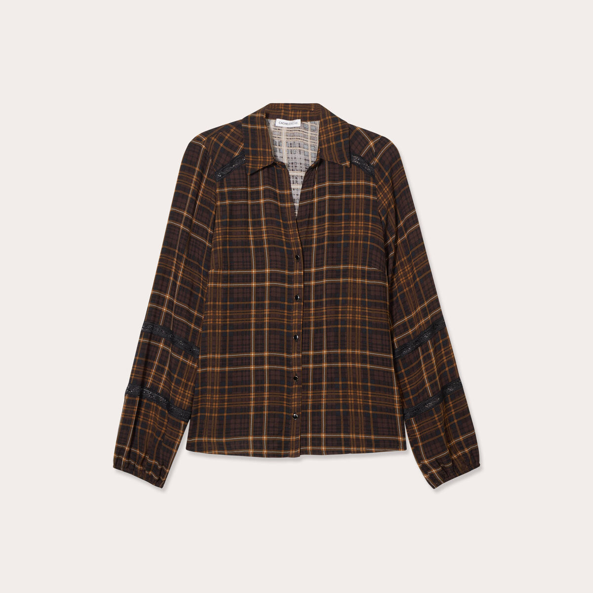 Chemise manches longues marron foncé femme